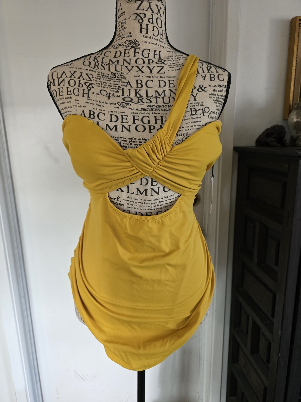 Shade & Shore Yellow One-Shoulder Cutout Swimsuit